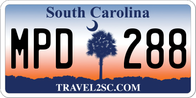 SC license plate MPD288