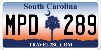 SC license plate MPD289