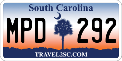 SC license plate MPD292