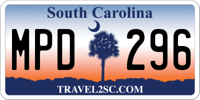 SC license plate MPD296