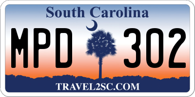SC license plate MPD302