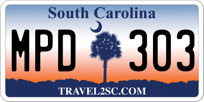 SC license plate MPD303