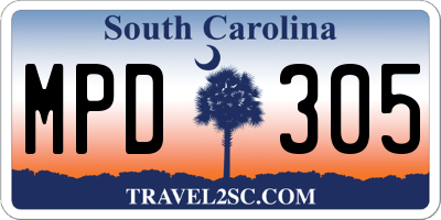SC license plate MPD305