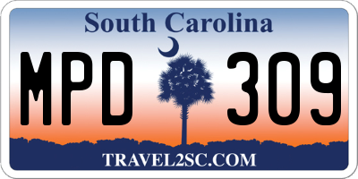 SC license plate MPD309