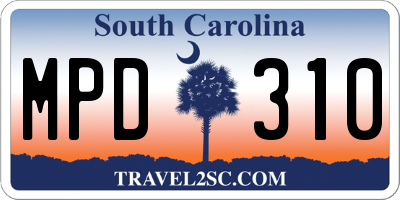 SC license plate MPD310