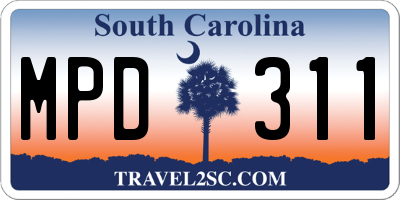 SC license plate MPD311