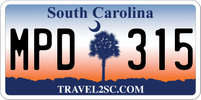 SC license plate MPD315
