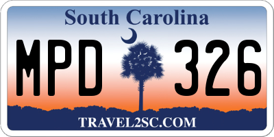 SC license plate MPD326