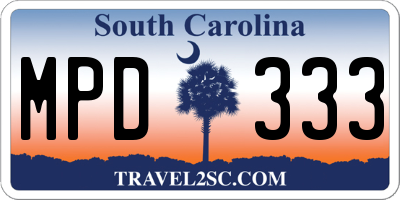 SC license plate MPD333