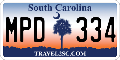 SC license plate MPD334