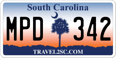 SC license plate MPD342