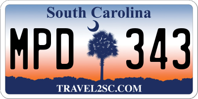 SC license plate MPD343