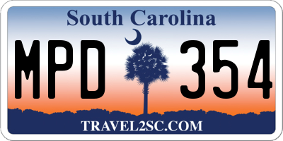 SC license plate MPD354