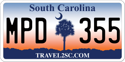 SC license plate MPD355