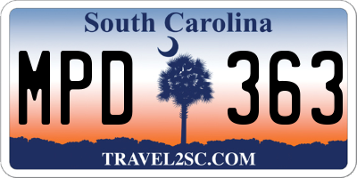 SC license plate MPD363