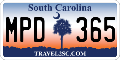 SC license plate MPD365