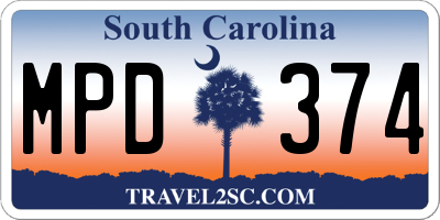 SC license plate MPD374