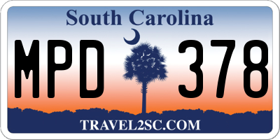 SC license plate MPD378
