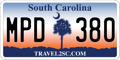 SC license plate MPD380