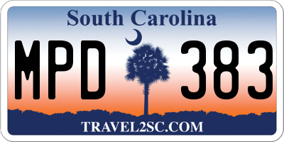 SC license plate MPD383