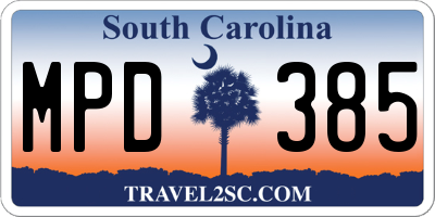 SC license plate MPD385