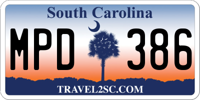 SC license plate MPD386