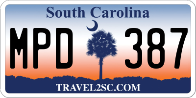 SC license plate MPD387