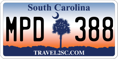 SC license plate MPD388
