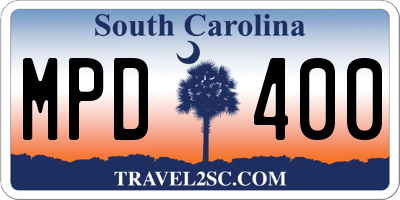 SC license plate MPD400