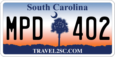 SC license plate MPD402