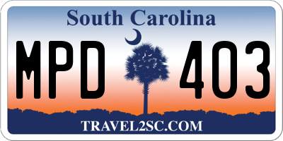 SC license plate MPD403