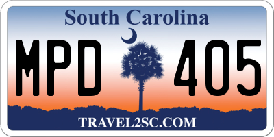 SC license plate MPD405