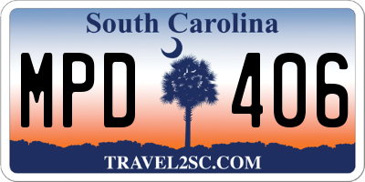 SC license plate MPD406
