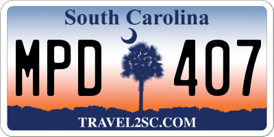 SC license plate MPD407