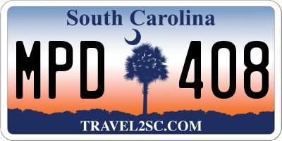 SC license plate MPD408