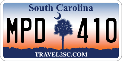 SC license plate MPD410