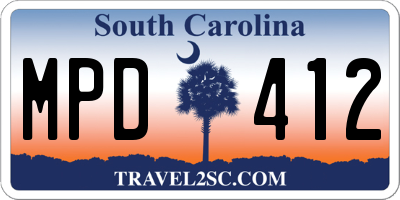 SC license plate MPD412