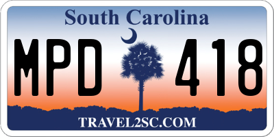 SC license plate MPD418
