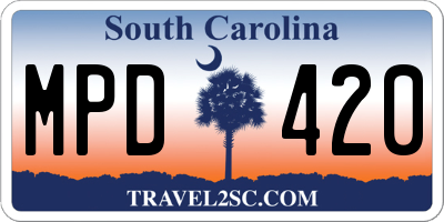 SC license plate MPD420
