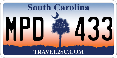 SC license plate MPD433