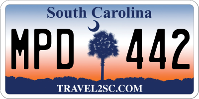 SC license plate MPD442