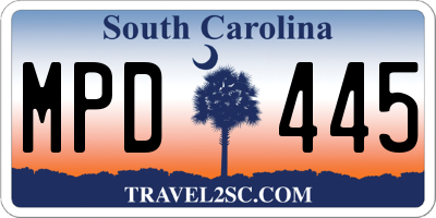 SC license plate MPD445