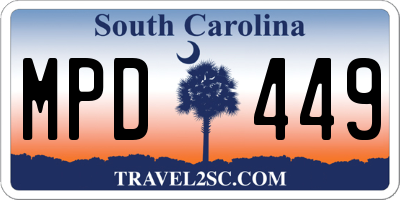 SC license plate MPD449
