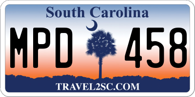 SC license plate MPD458