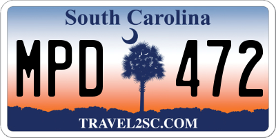 SC license plate MPD472