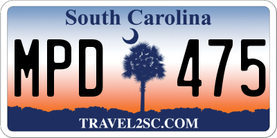 SC license plate MPD475