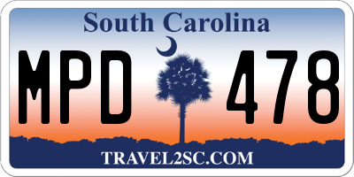 SC license plate MPD478