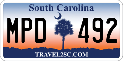 SC license plate MPD492