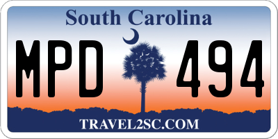 SC license plate MPD494
