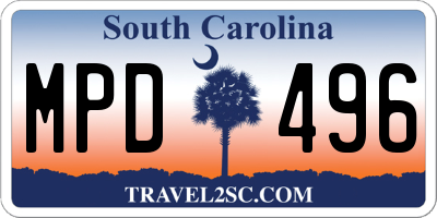 SC license plate MPD496